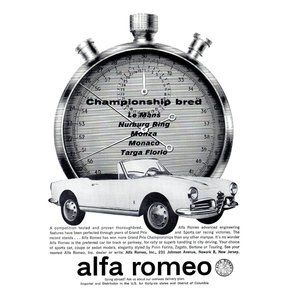 1962 Alfa Romeo 2 Door Convertible White Classic Car Vintage Print Ad Stopwatch